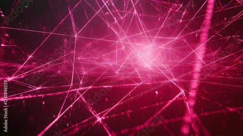 Abstract representation of digital connections with vibrant pink lines and glowing nodes in a dark space