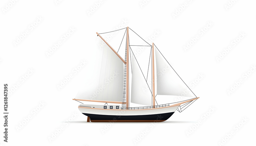 Obraz premium Sailing boat isolated on white background. Use for nautical themes designs. Generative AI