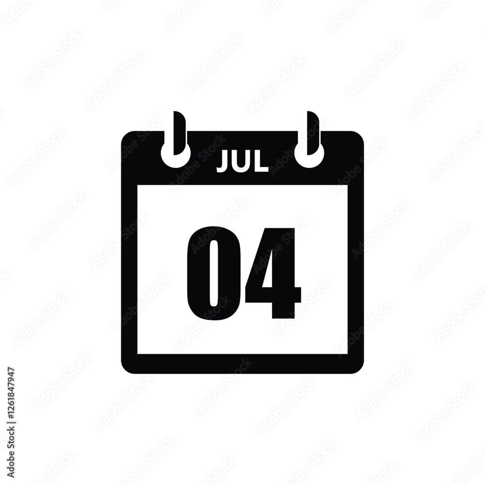 calender icon, 04 july icon with white background calender icon, 04 july icon with white background