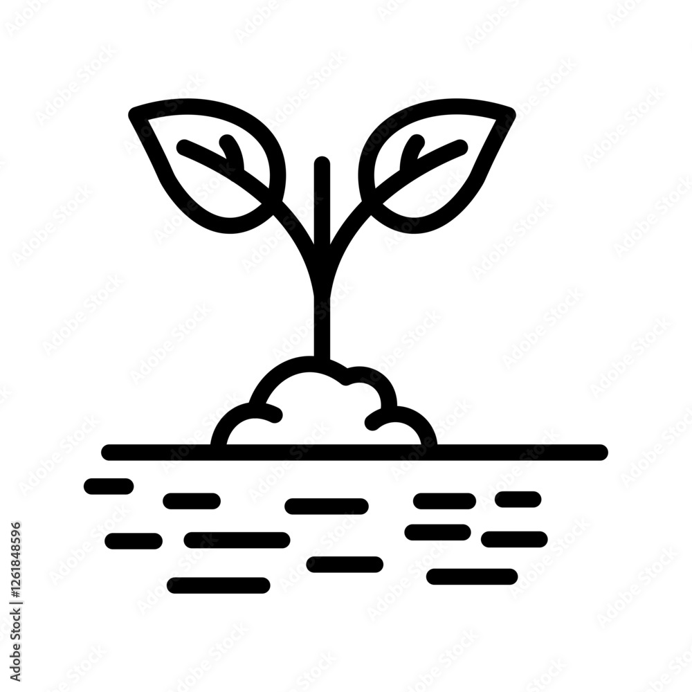 Monsoon Plant Growth Vector Icon Monsoon Plant Growth Vector Icon