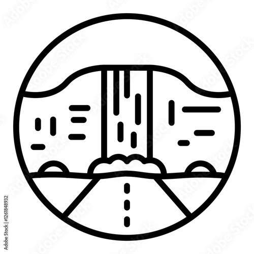 Roadside Waterfall Vector Icon