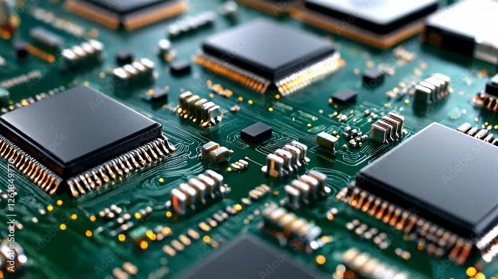 Closeup Circuit Board With Integrated Circuits Closeup Circuit Board With Integrated Circuits