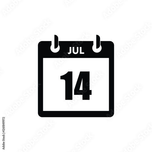 calender icon, 14 july icon with white background