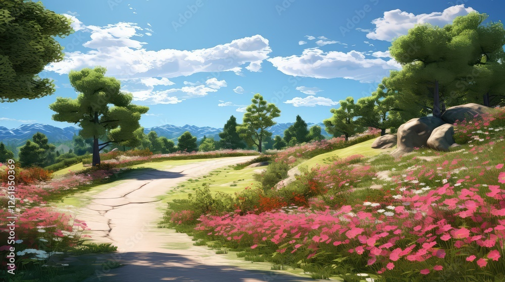 Fototapeta premium wildflowers road design