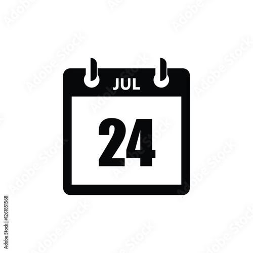 calender icon, 24 july icon with white background