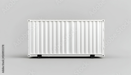 Wallpaper Mural White shipping container with a corrugated surface, isolated against a grey background. Generative AI Torontodigital.ca