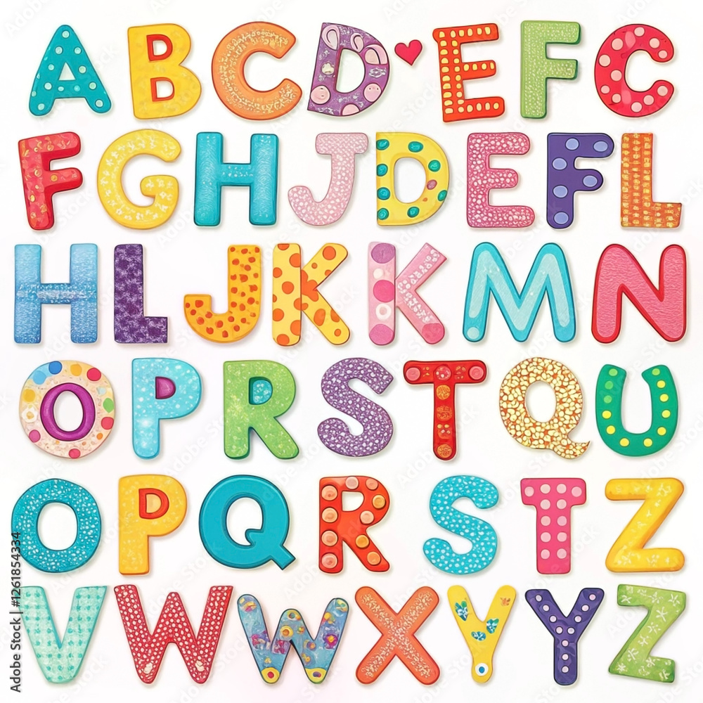 Colorful alphabet letters, learning, studio, white background, educational Colorful alphabet letters, learning, studio, white background, educational