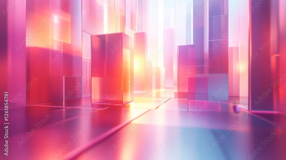 Abstract minimalist prisms, layered design, 3d render, Generative AI Abstract minimalist prisms, layered design, 3d render, Generative AI