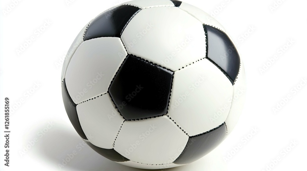 Fototapeta premium Classic Black and White Soccer Ball: A timeless image representing the beautiful game, teamwork, and the thrill of competition.