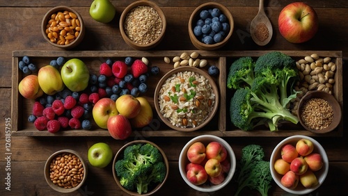 Nutrient-Packed Bowl with Raspberries, Apples, and Vegetables for a Wholesome Diet photo