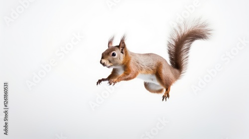 leaping squirrel on white photo