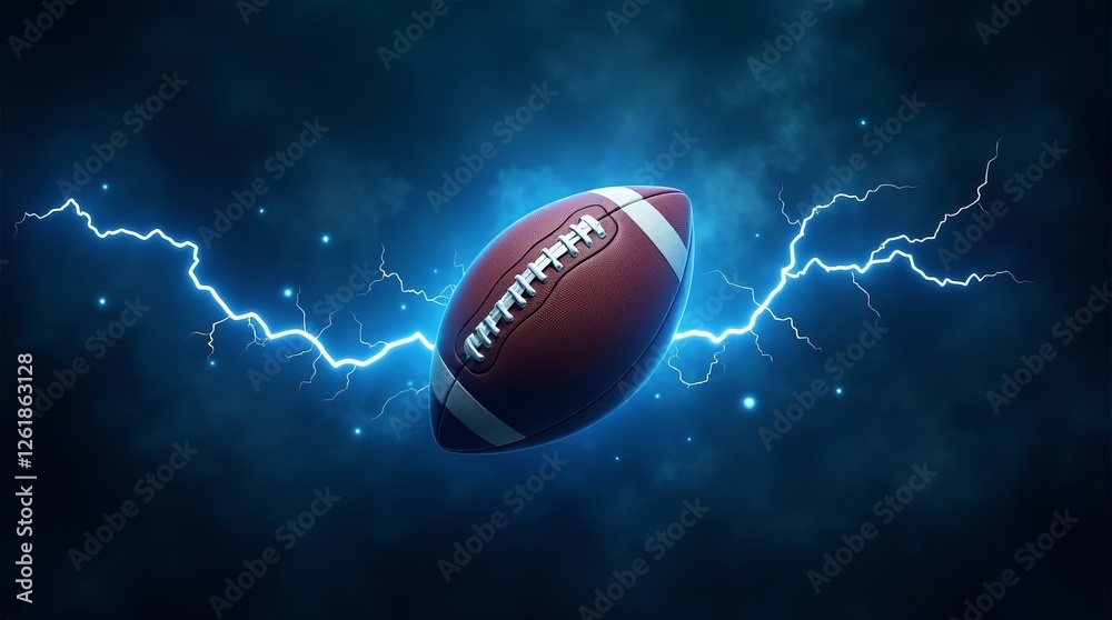 American football ball with lightning strikes. American football ball with lightning strikes.