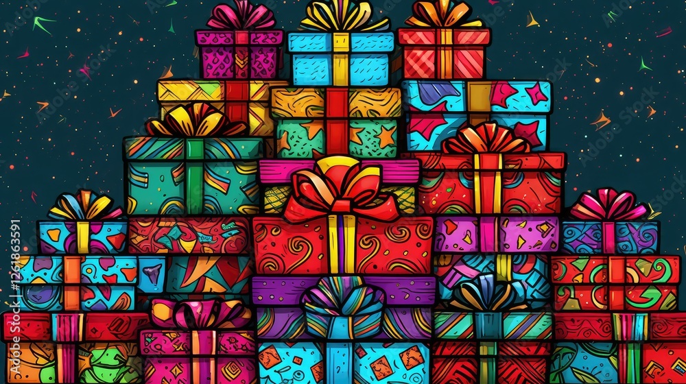 Fototapeta premium festive gift doodle