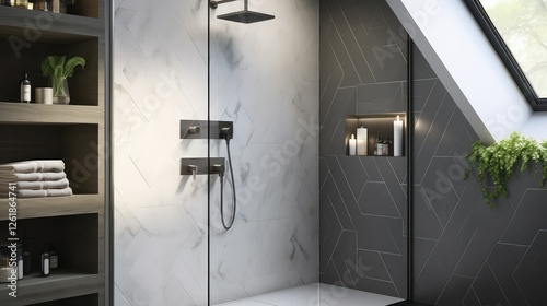 tiled angled wall