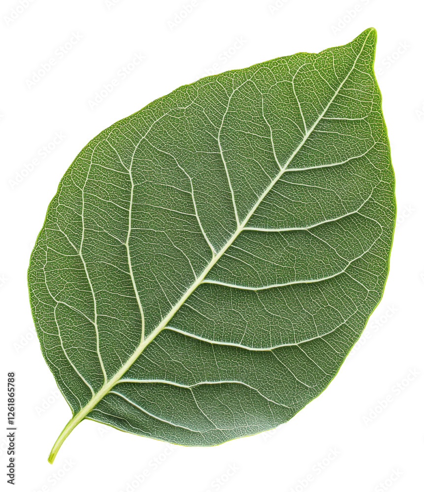 Obraz premium Green leaf close-up showing intricate vein patterns, botanical study. Nature and plant life concept