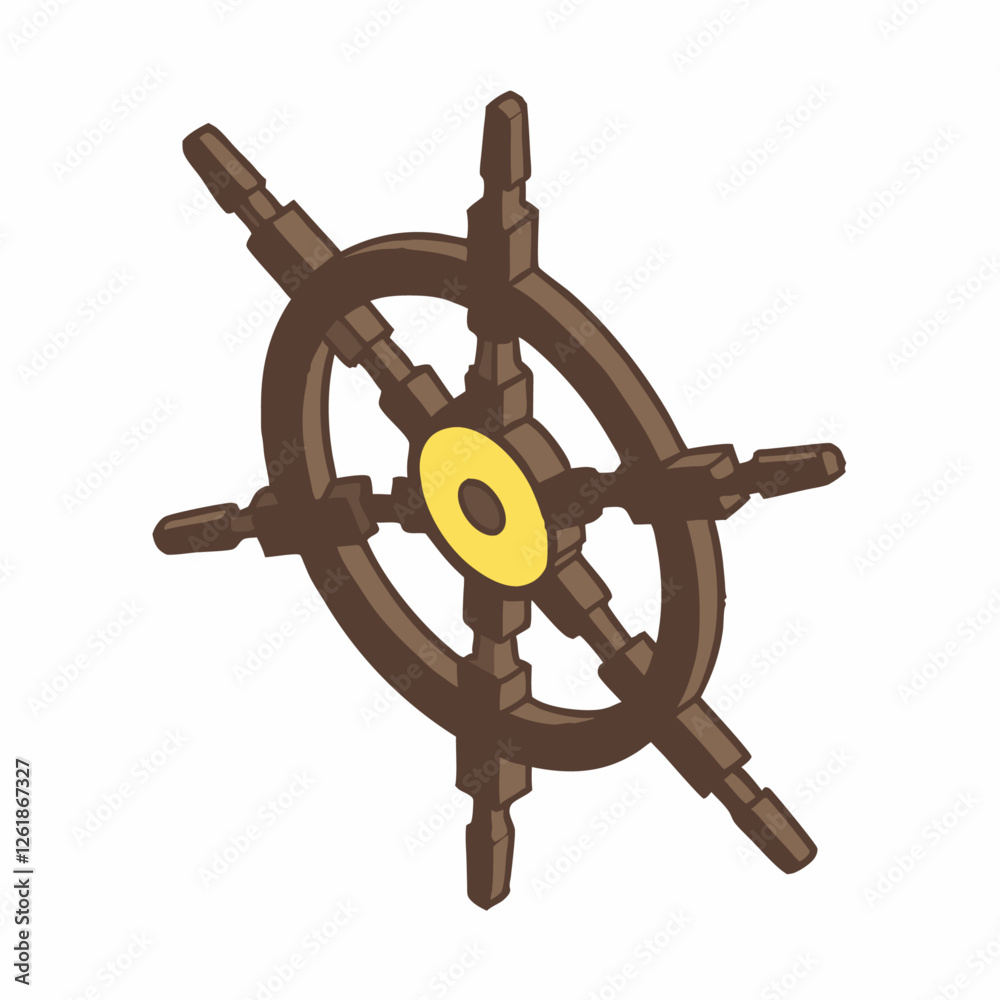 Obraz premium Captain ship wheel icon Isometric of captain ship wheel vector illustration (2)