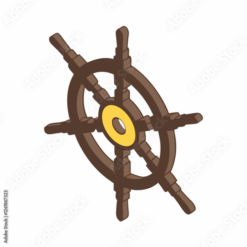 Captain ship wheel icon Isometric of captain ship wheel vector  illustration (1)