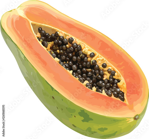Half fresh papaya with seeds