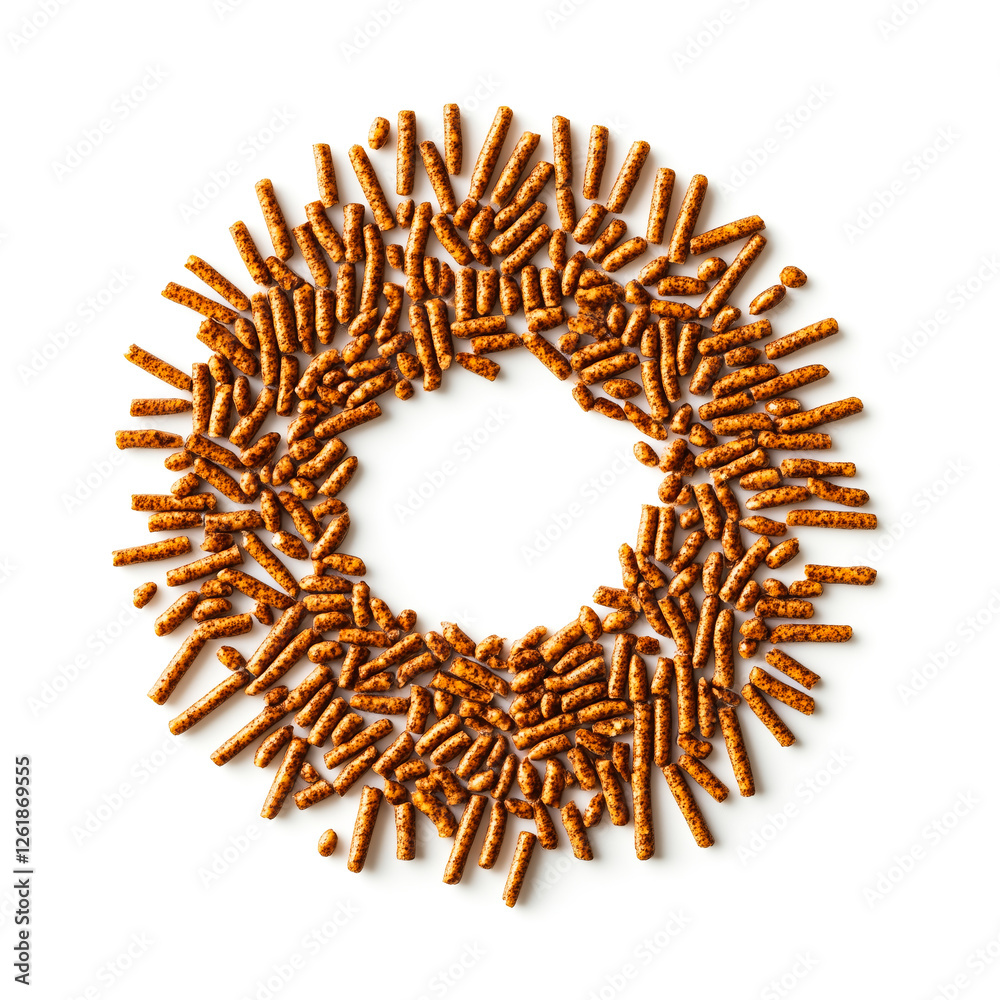 Fototapeta premium Single Layer of Fish Pellets Forming a Circle