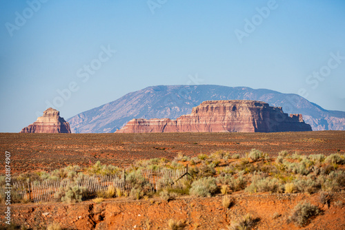 Rock of the canyon, landscape background. Rocks mountain. Arizona and Utah desert.