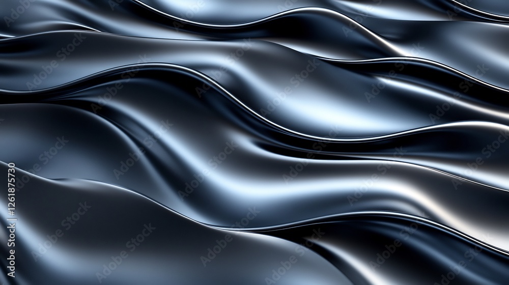 Abstract Dark Grey Liquid Metal Waves Flowing Smoothly. AI Generated Abstract Dark Grey Liquid Metal Waves Flowing Smoothly. AI Generated