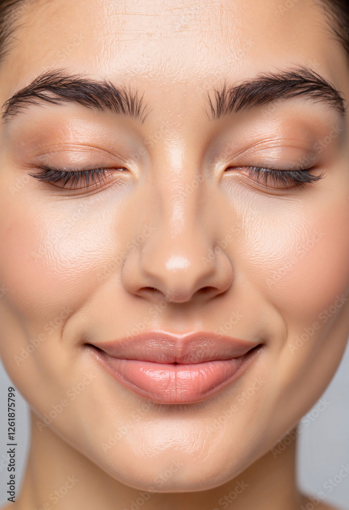 Fototapeta premium Radiant smile of a rejuvenated woman post-treatment, beauty and wellness