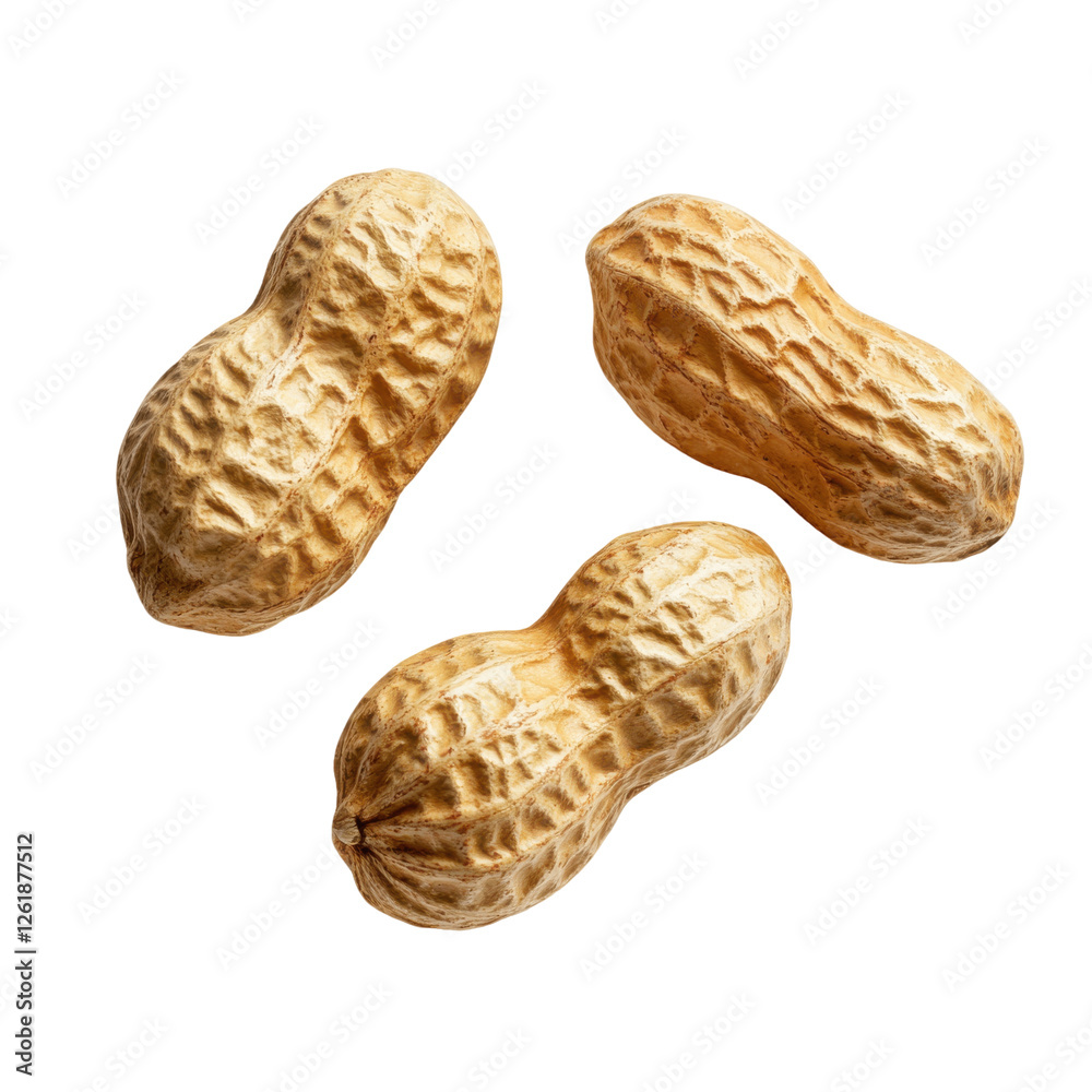 Three Peanuts in Shell: A close-up shot of three peanuts in their shells, showcasing their natural texture and warm, earthy tones. The peanuts are arranged in a visually appealing. Three Peanuts in Shell: A close-up shot of three peanuts in their shells, showcasing their natural texture and warm, earthy tones. The peanuts are arranged in a visually appealing.