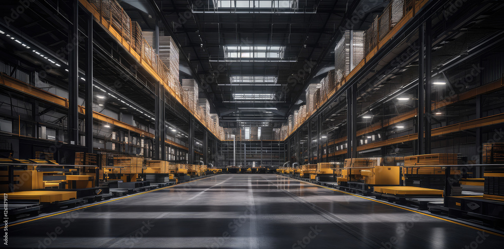 Fototapeta premium Modern Automated Warehouse with Robotic Technology