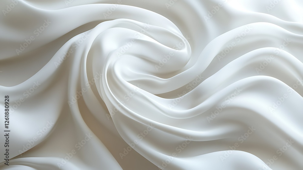 Fototapeta premium Swirling white silk fabric, elegant texture background