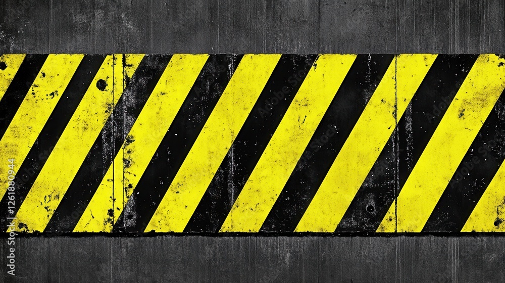 Fototapeta premium Grunge Yellow and Black Diagonal Stripes on Dark Surface