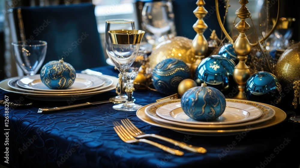 Fototapeta premium festive holiday blue and gold