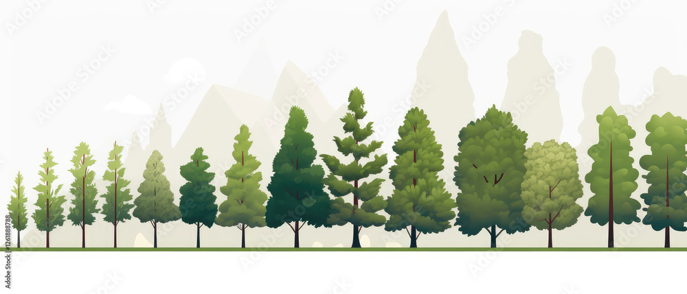 Obraz premium Diverse Evergreen Trees in Scenic Landscape