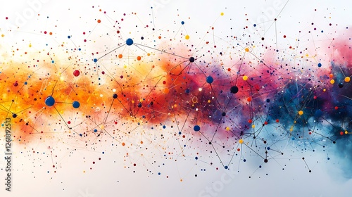 Networking illustrated an interconnected web of professional contacts representing collaboration relationship building and opportunities in a vibrant design