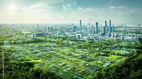 Smart City Sustainable Green Energy Eco Friendly Urban Landscape Aerial View