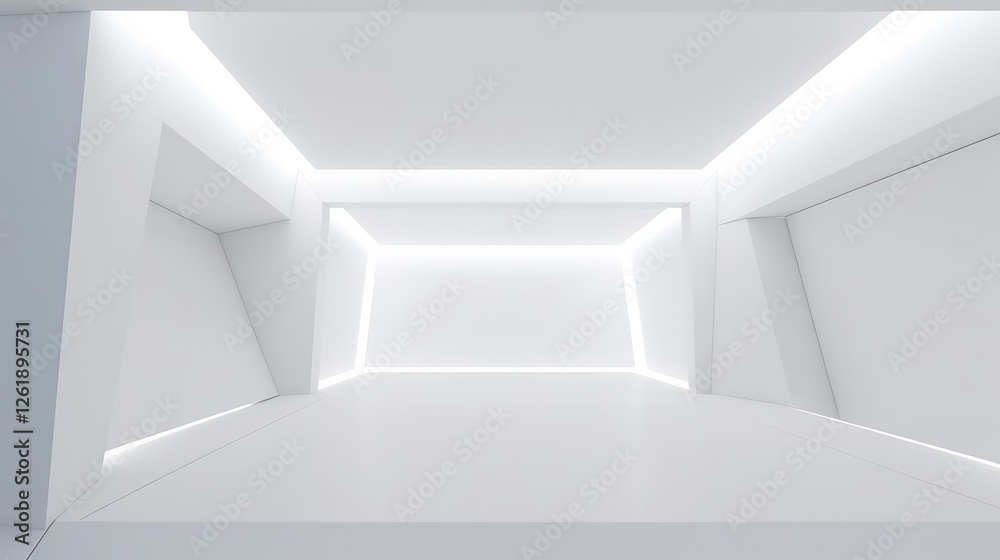 custom made wallpaper toronto digitalFuturistic White Gallery Interior with Illuminated Walls