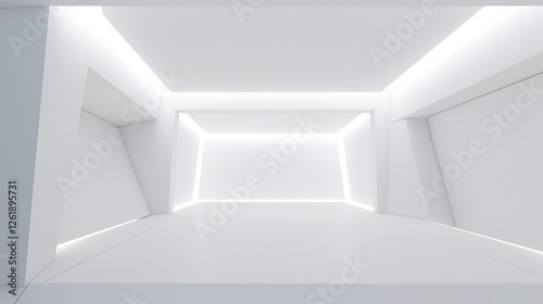 Wallpaper Mural Futuristic White Gallery Interior with Illuminated Walls Torontodigital.ca