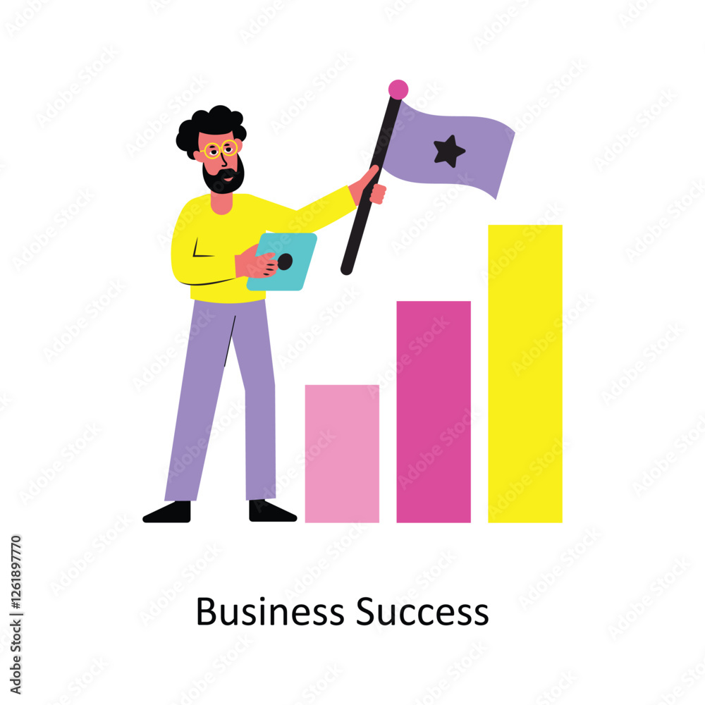 Business Success Concept vector illustration. isolated on white Background. Business Success Concept vector illustration. isolated on white Background.