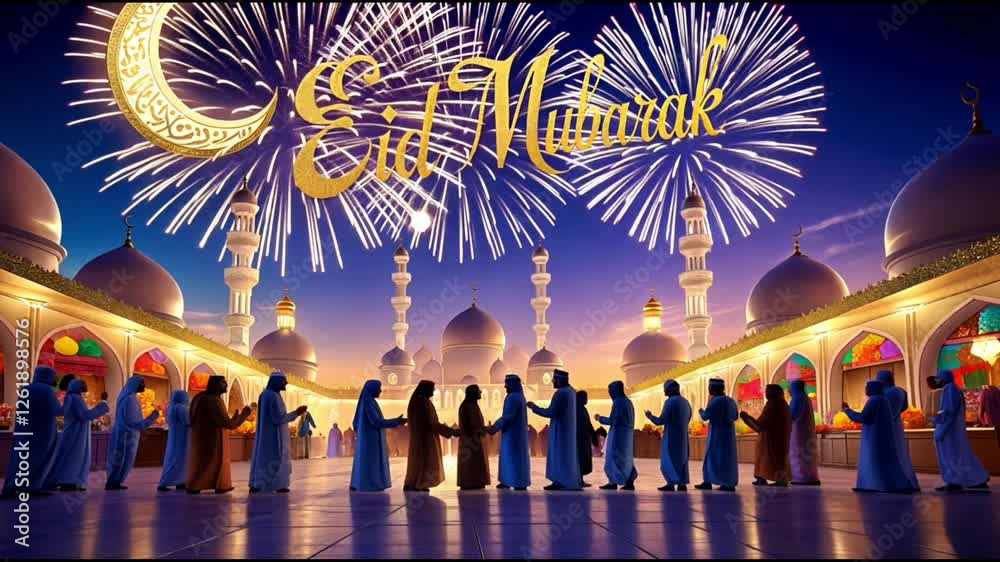 Celebration Happy Eid Mubarak motion graphics HD video 