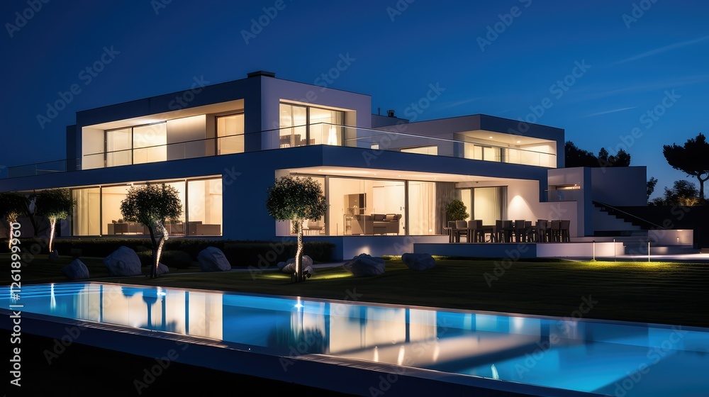 Fototapeta premium illuminated house lights night
