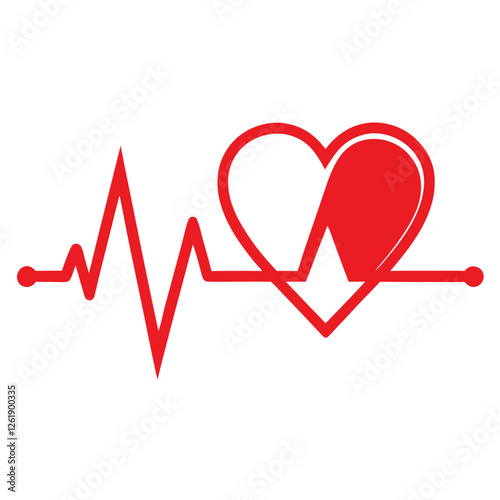red ecg heartbeat lines with hearts collection with vector design.