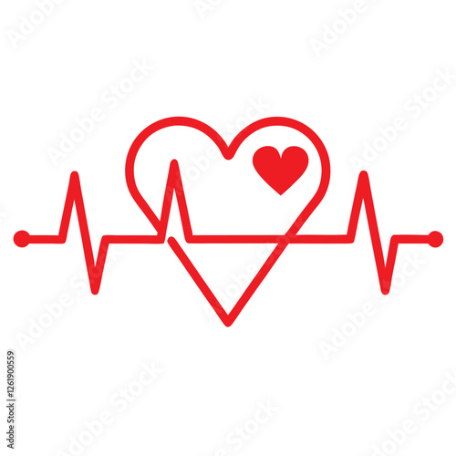 red ecg heartbeat lines with hearts collection with vector design.