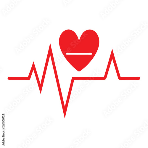 red ecg heartbeat lines with hearts collection with vector design.