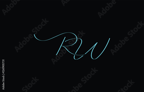 A minimal yet stylish depiction of white cursive lettering forming RW on a dark background, symbolizing elegance and simplicity.