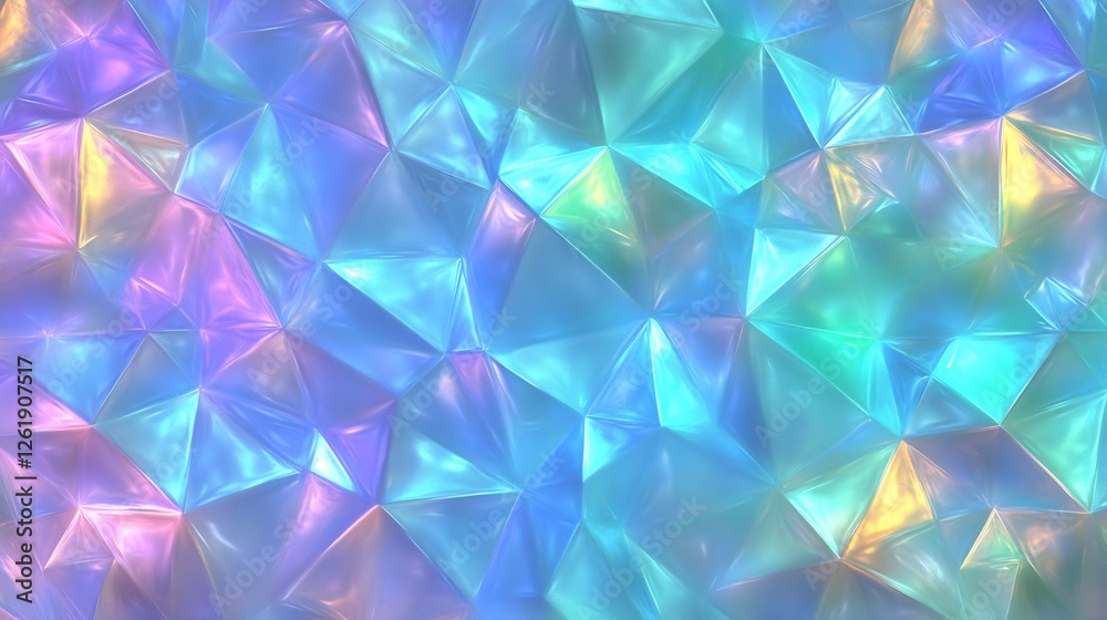 Iridescent pastel triangles shimmer beautifully creating a dreamy vibrant background texture. AI Generated Iridescent pastel triangles shimmer beautifully creating a dreamy vibrant background texture. AI Generated