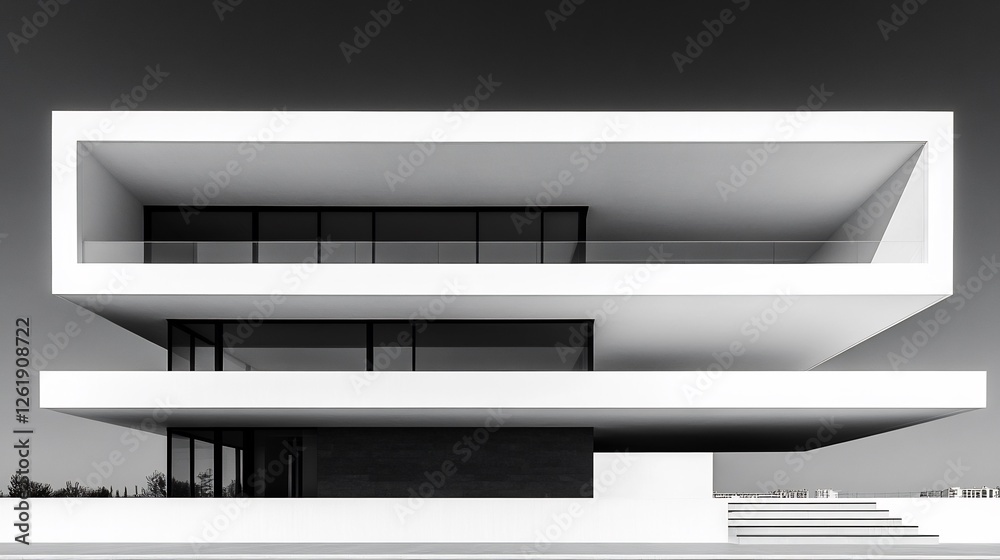 Modern Minimalist House Striking Geometric Design. AI Generated
