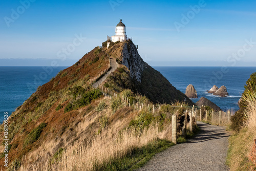 Iconic Nugget Point lighthouse on the Catlins Coast photo