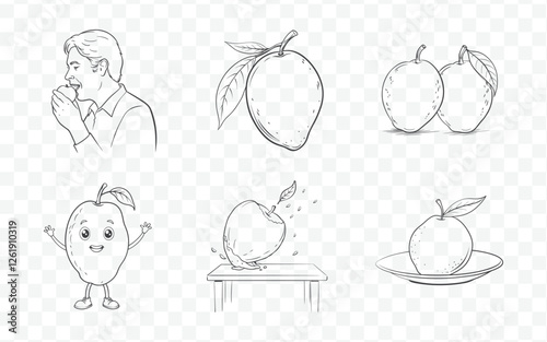 Exquisite Mango Line Art Vector Illustrations