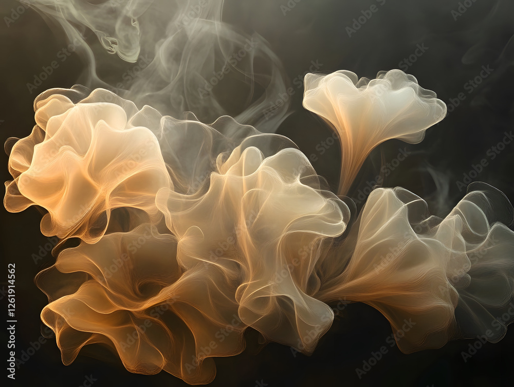 Obraz premium Ethereal abstract shapes resembling flowing smoke and soft petals