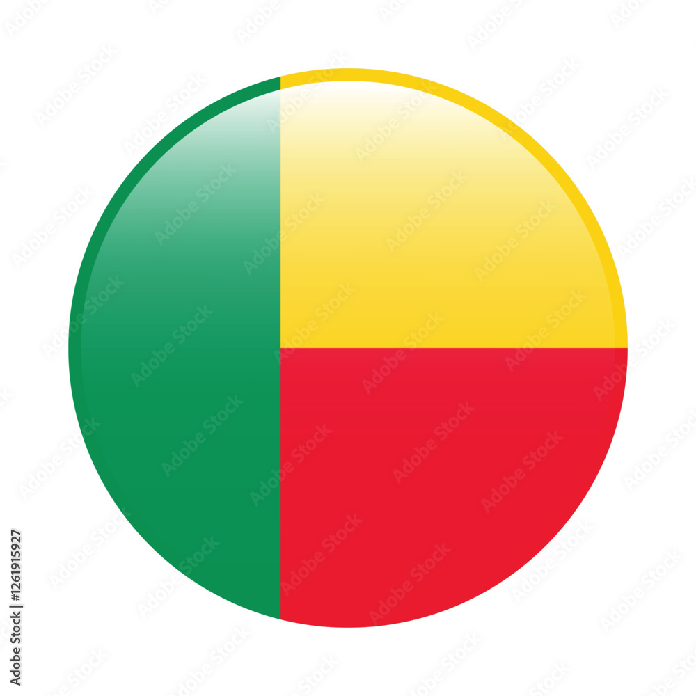 Benin circle flag logo icon digital vector illustration Benin circle flag logo icon digital vector illustration