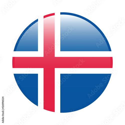 Iceland circle flag logo icon digital vector illustration photo